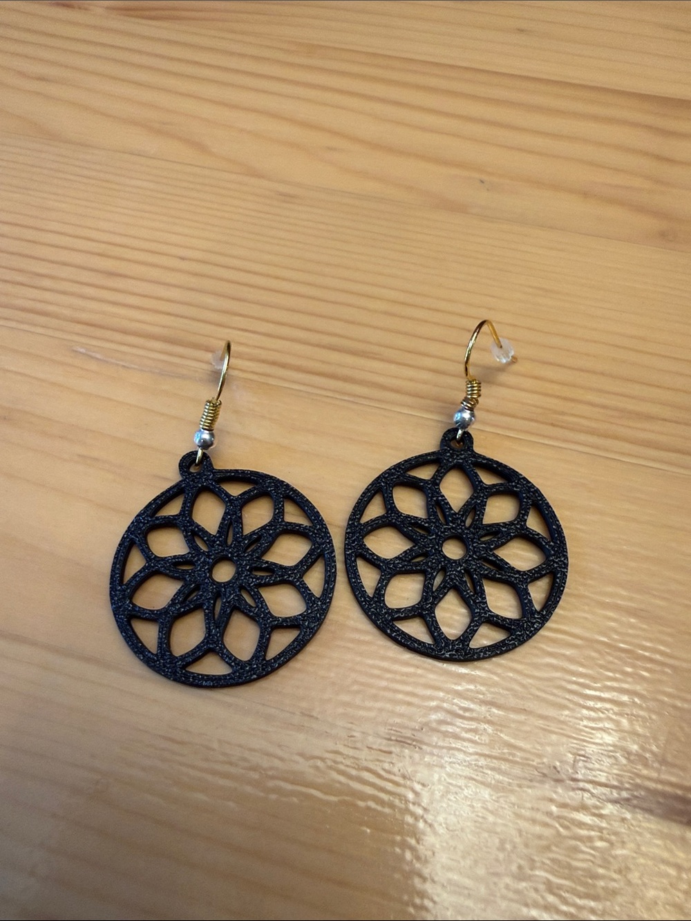 Black Floral Cutout Dangle Earrings with silver and gold hooks Women Jewelry